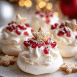 Holiday Pavlova Nests with Whipped Cream & Pomegranate Jewels