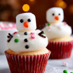 Melting Snowman Marshmallow Cupcakes