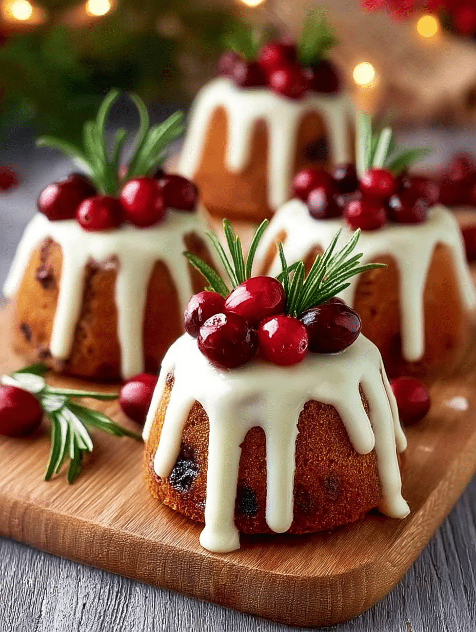 Mini Christmas Bundt Cakes with White Chocolate Glaze