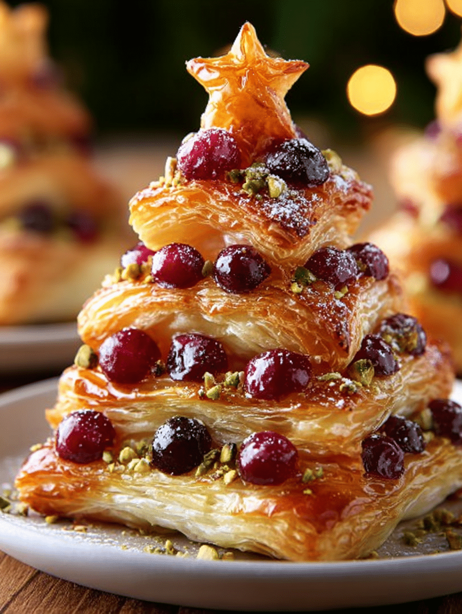 Puff Pastry Christmas Trees with Pistachios & Cranberries