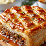 Rustic Beef & Vegetable Puff Pastry Pie