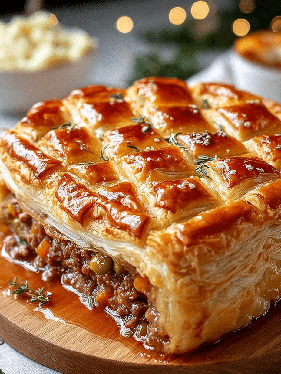 Rustic Beef & Vegetable Puff Pastry Pie