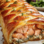 Salmon Wellington with Herb Cream Cheese & Spinach