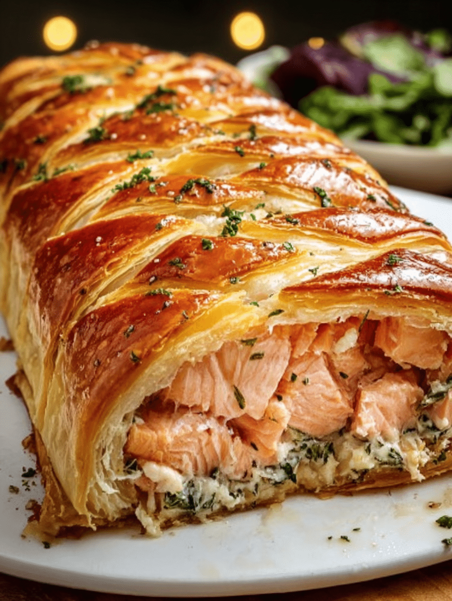 Salmon Wellington with Herb Cream Cheese & Spinach