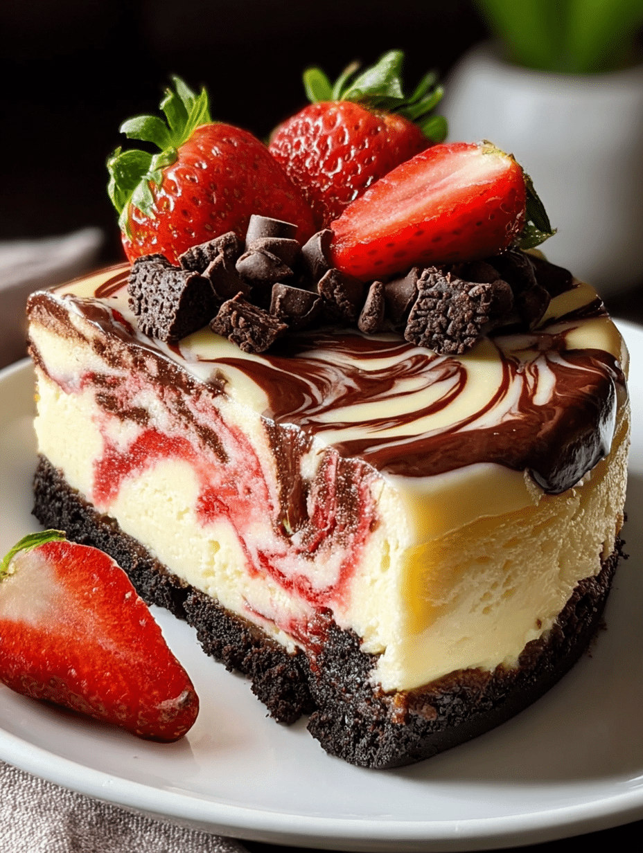 Strawberry Chocolate Swirl Cheesecake