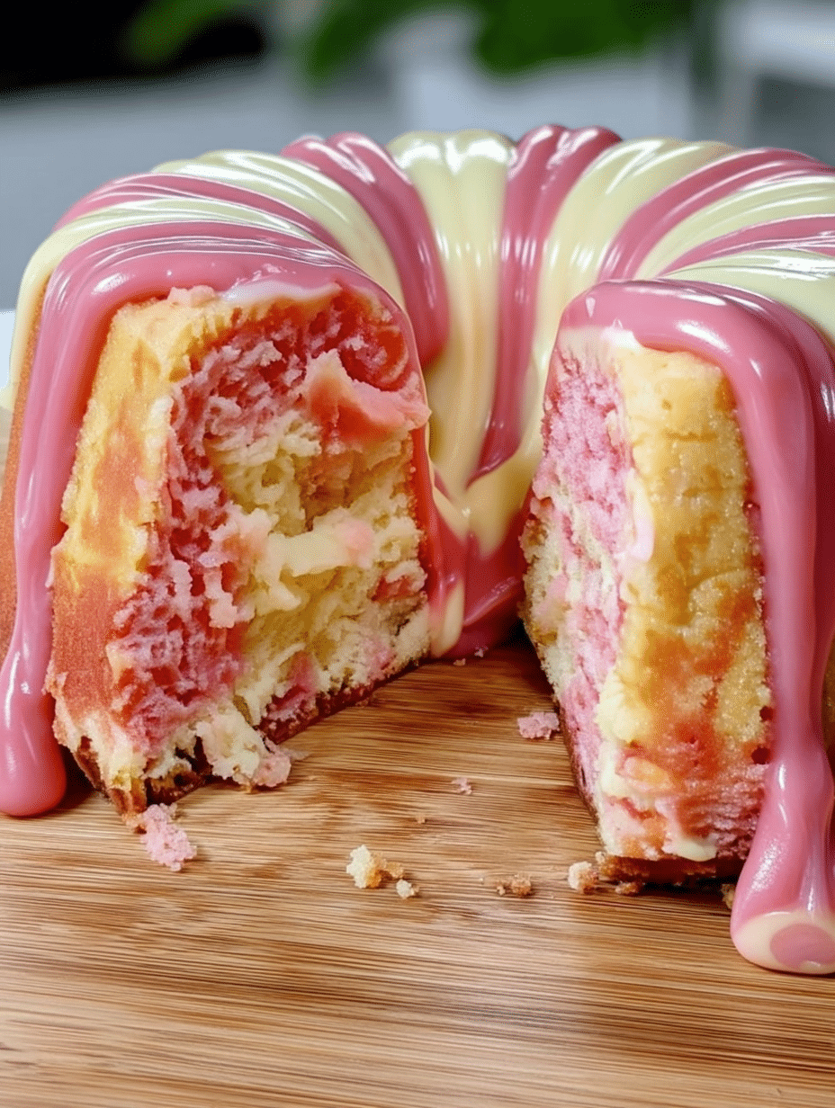 Strawberry Vanilla Marble Bundt Cake