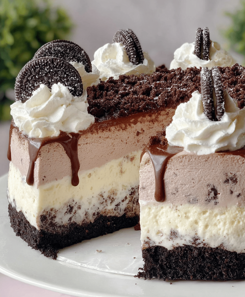 Triple-Layer Cookies & Cream Ice Cream Cake