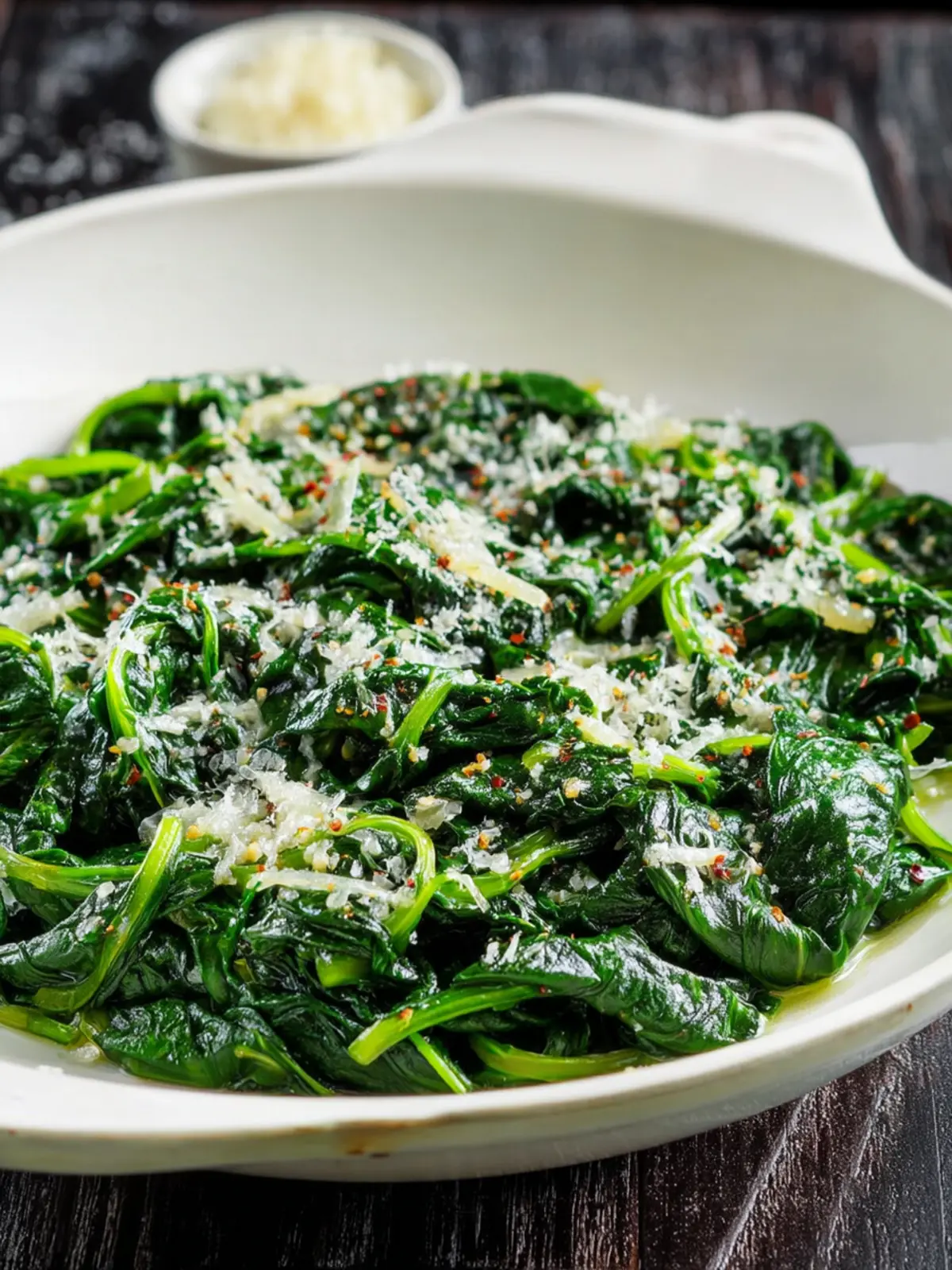 Stir-Fried Spinach with Garlic and Parmesan First Image