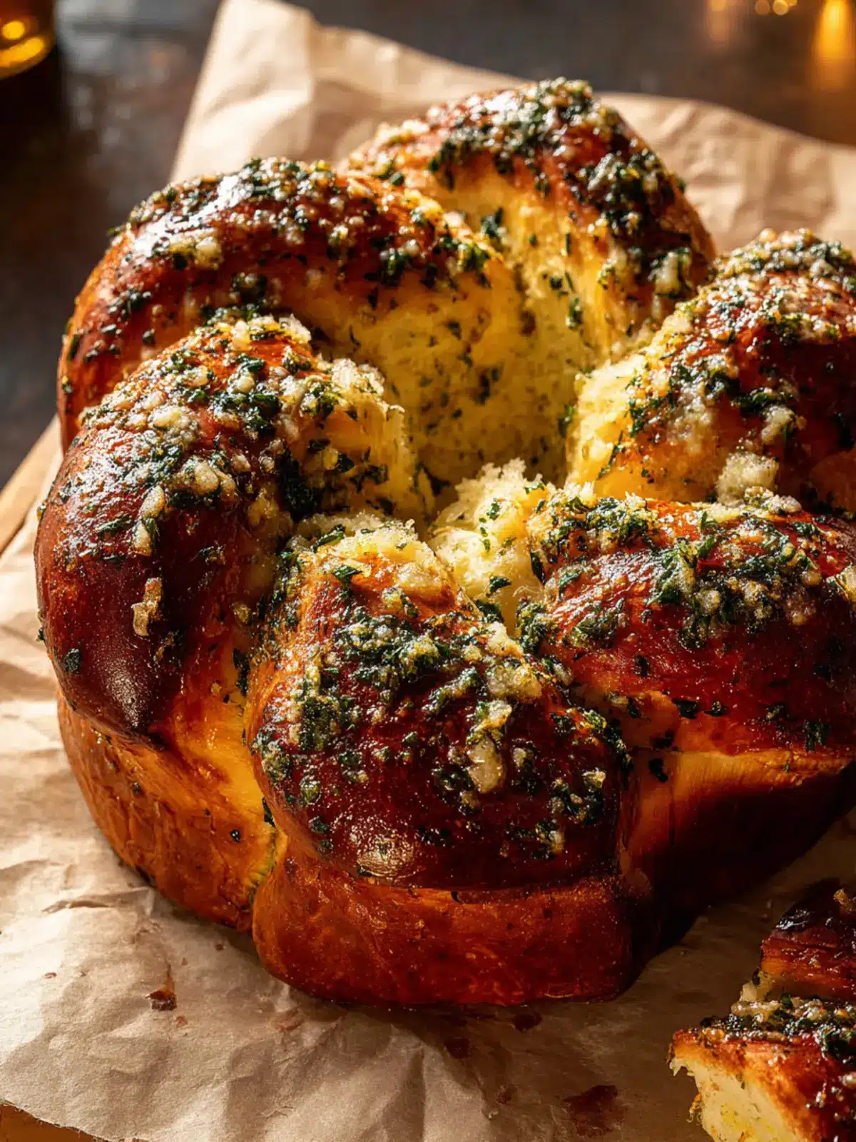Easy Pull Apart Garlic Butter Challah Bread. First Image