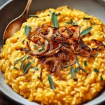Creamy Pumpkin Risotto with Crispy Shallots Recipe First Image