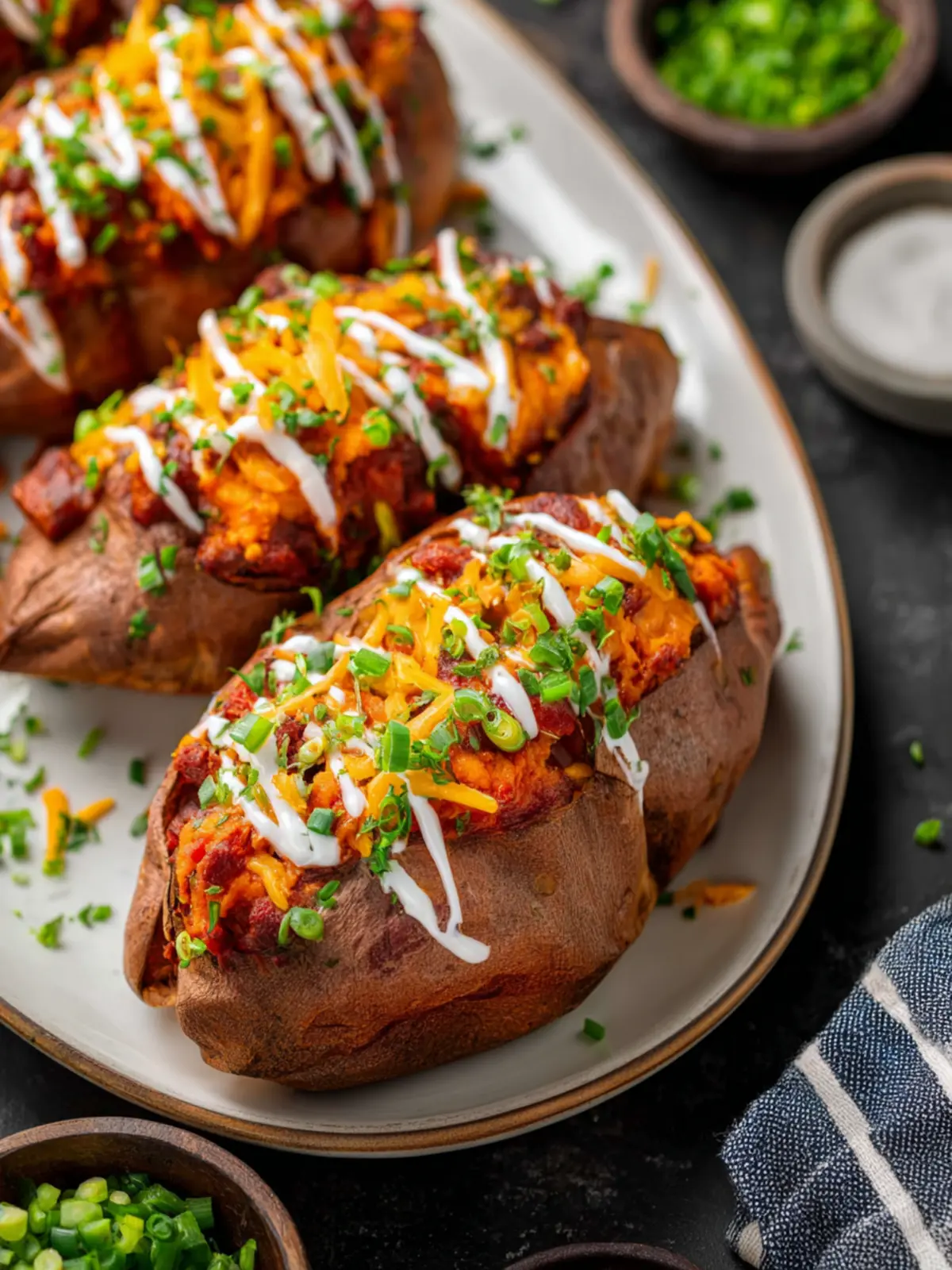 Easy Vegetarian Chili Stuffed Sweet Potatoes First Image