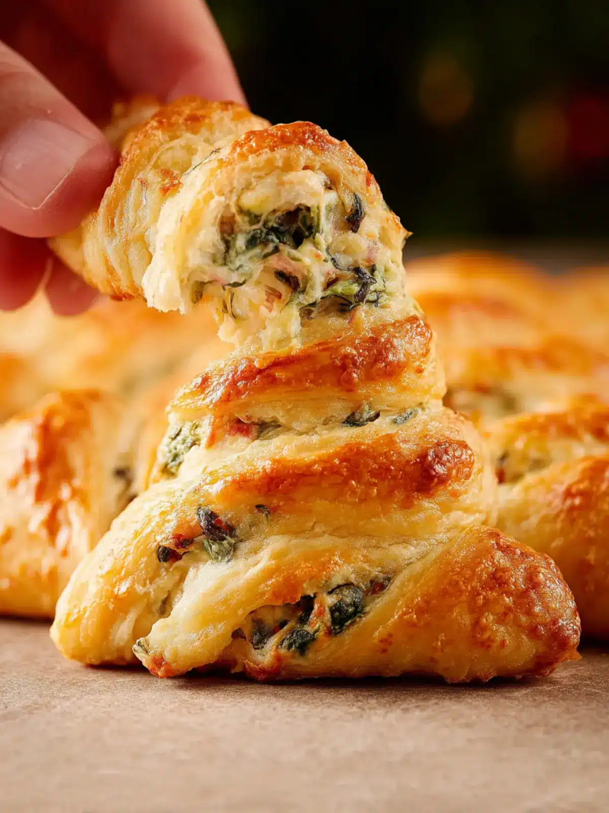Spinach Dip Stuffed Crescent Roll Christmas Tree First Image
