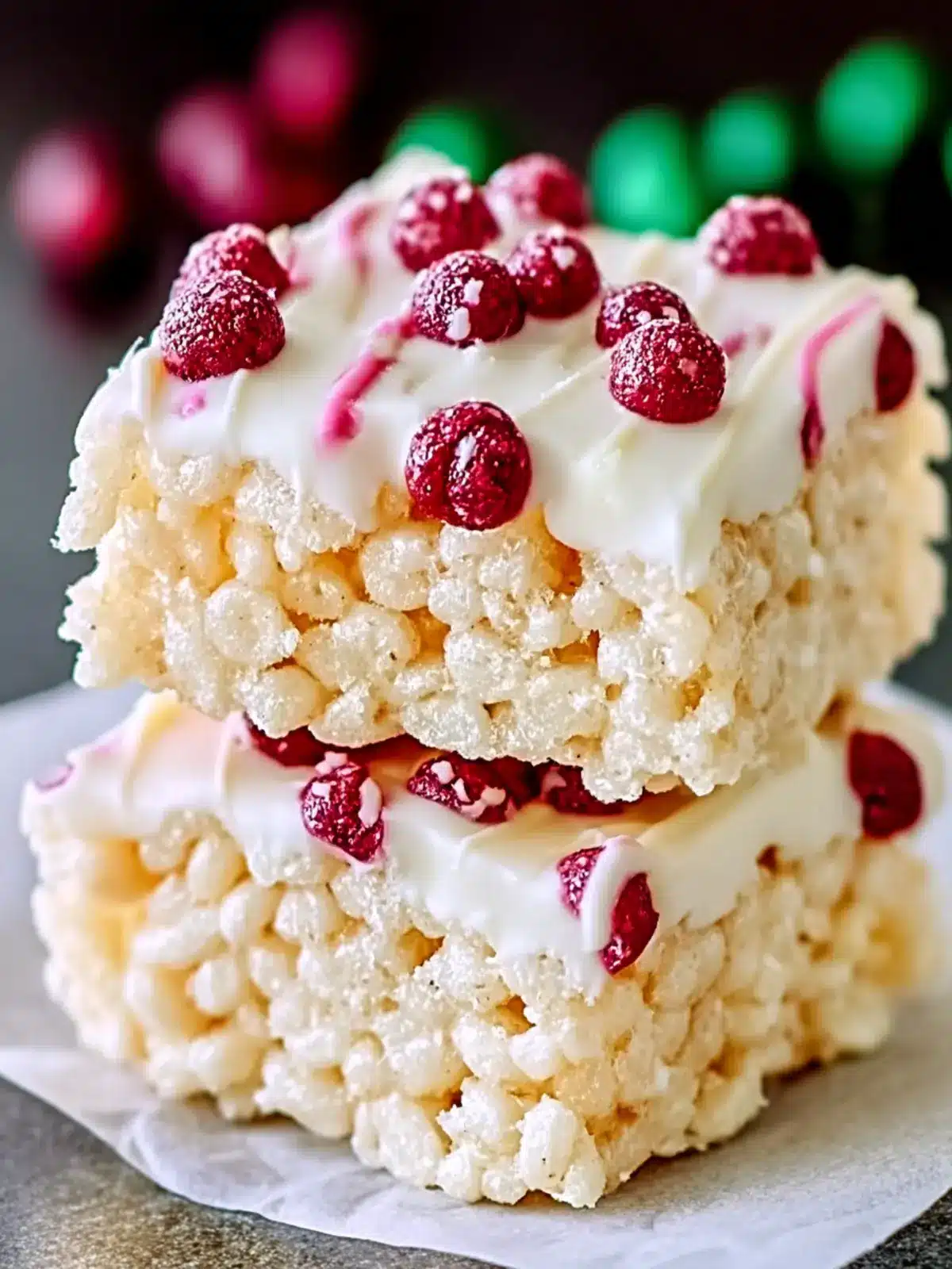 White Chocolate Dipped Rice Krispie Treats First Image