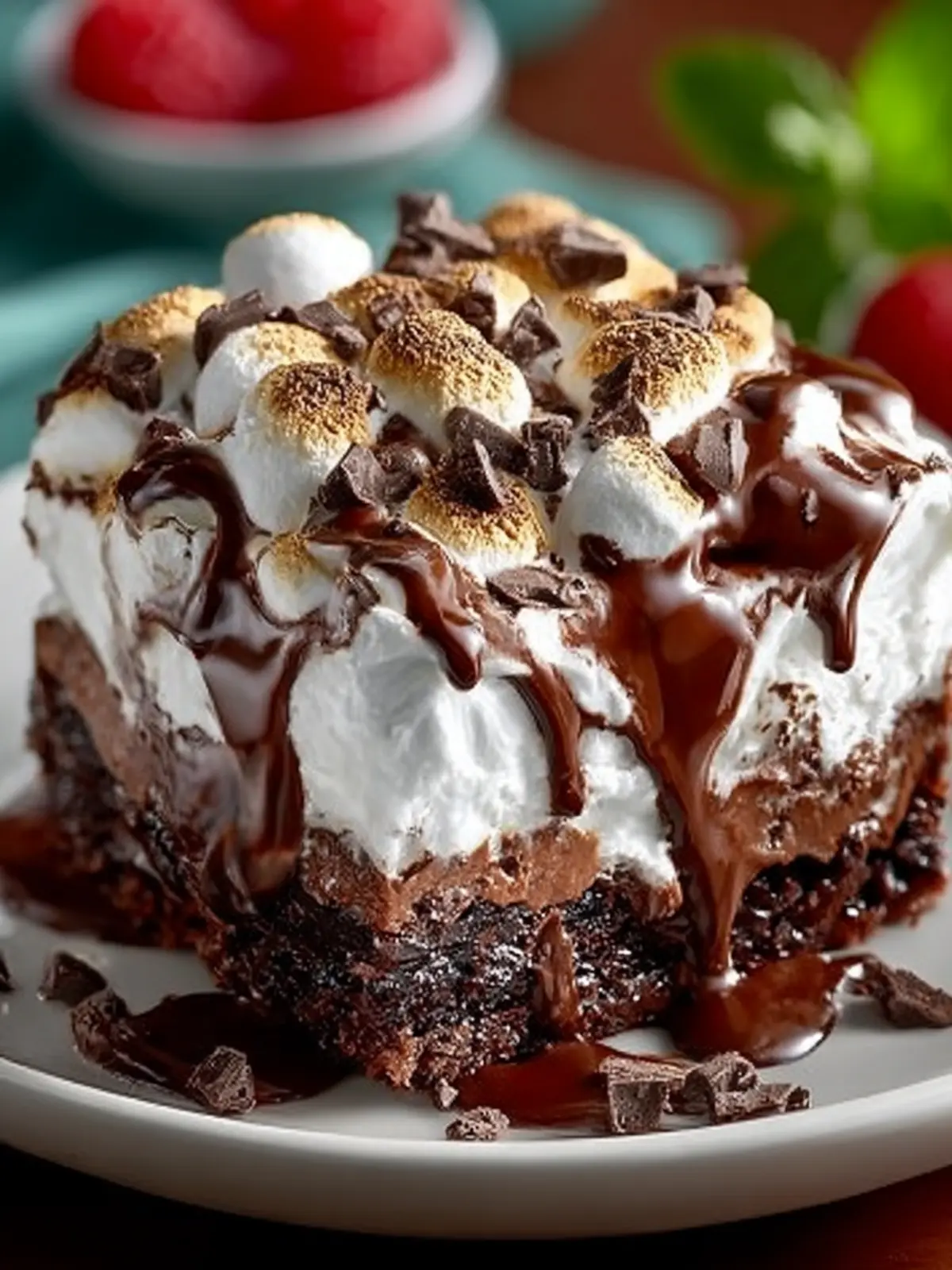 Marshmallow Chocolate Poke Cake First Image