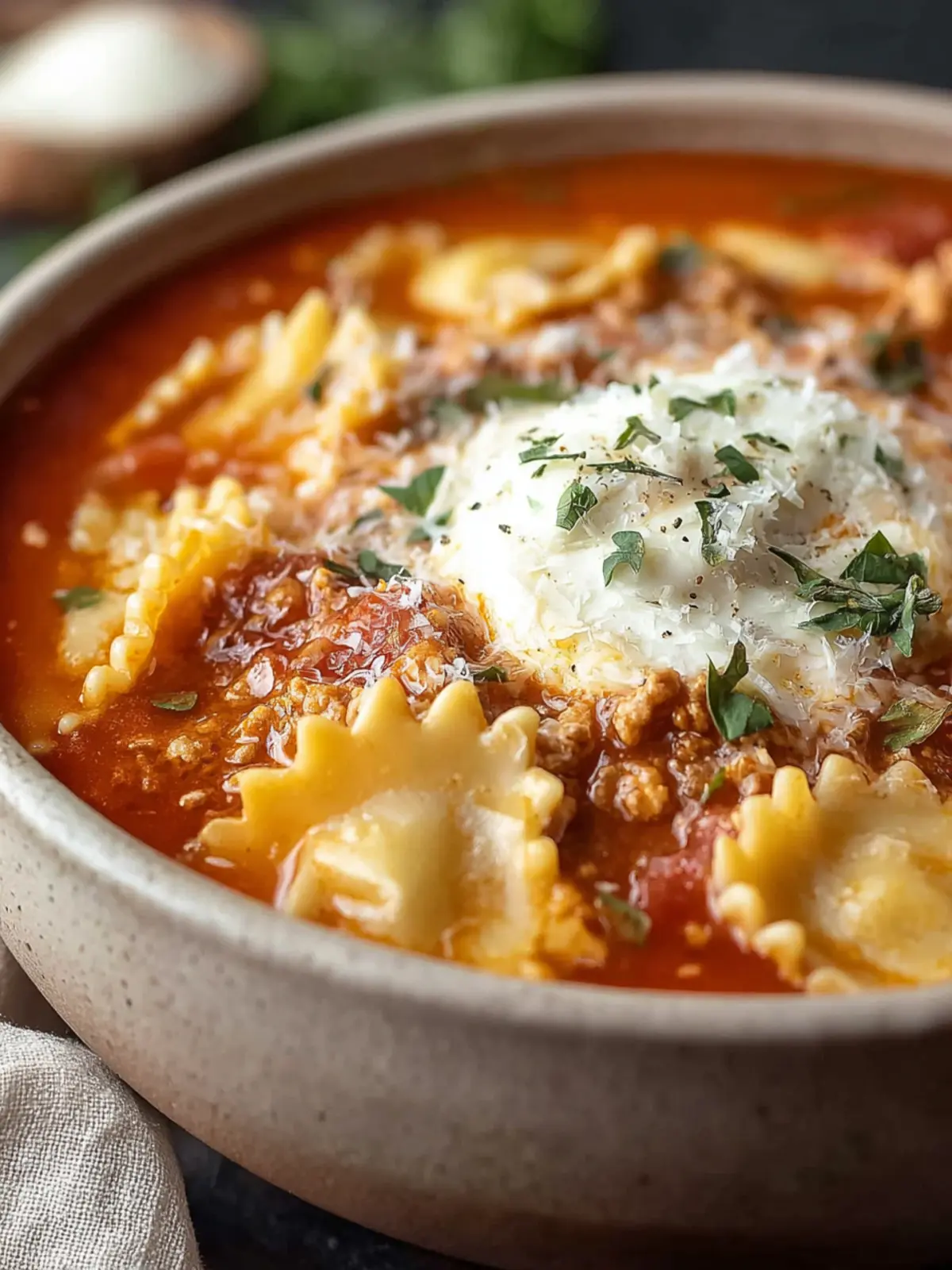 Healthy Lasagna Soup with Turkey, Easy, One Pot First Image