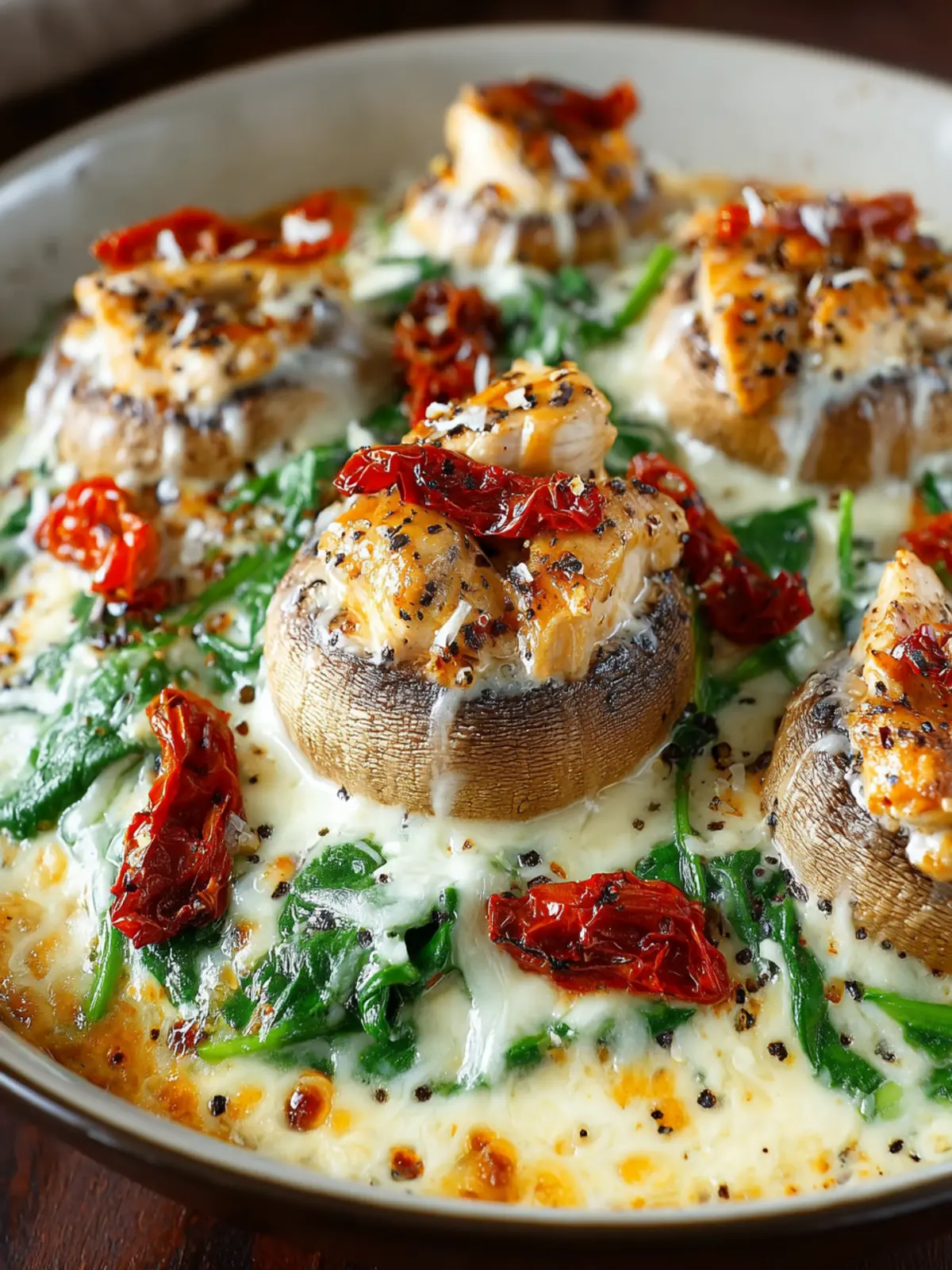 Creamy Baked Mushrooms: Indulgent Spinach & Chicken Delight 8 qdunjg96fzptv5yypnd4
