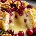 Decadent Baked Stuffed Brie with Cranberries & Walnuts First Image