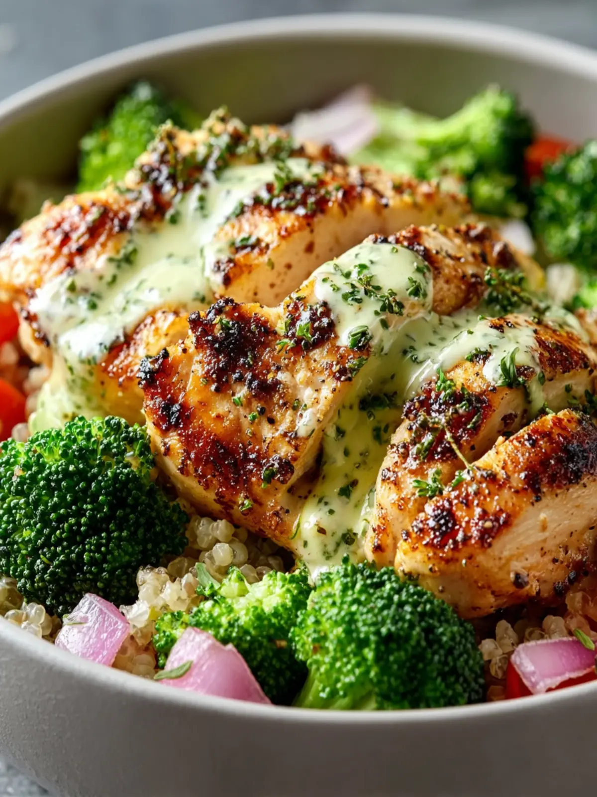 Garlic Grilled Chicken Broccoli Bowls First Image