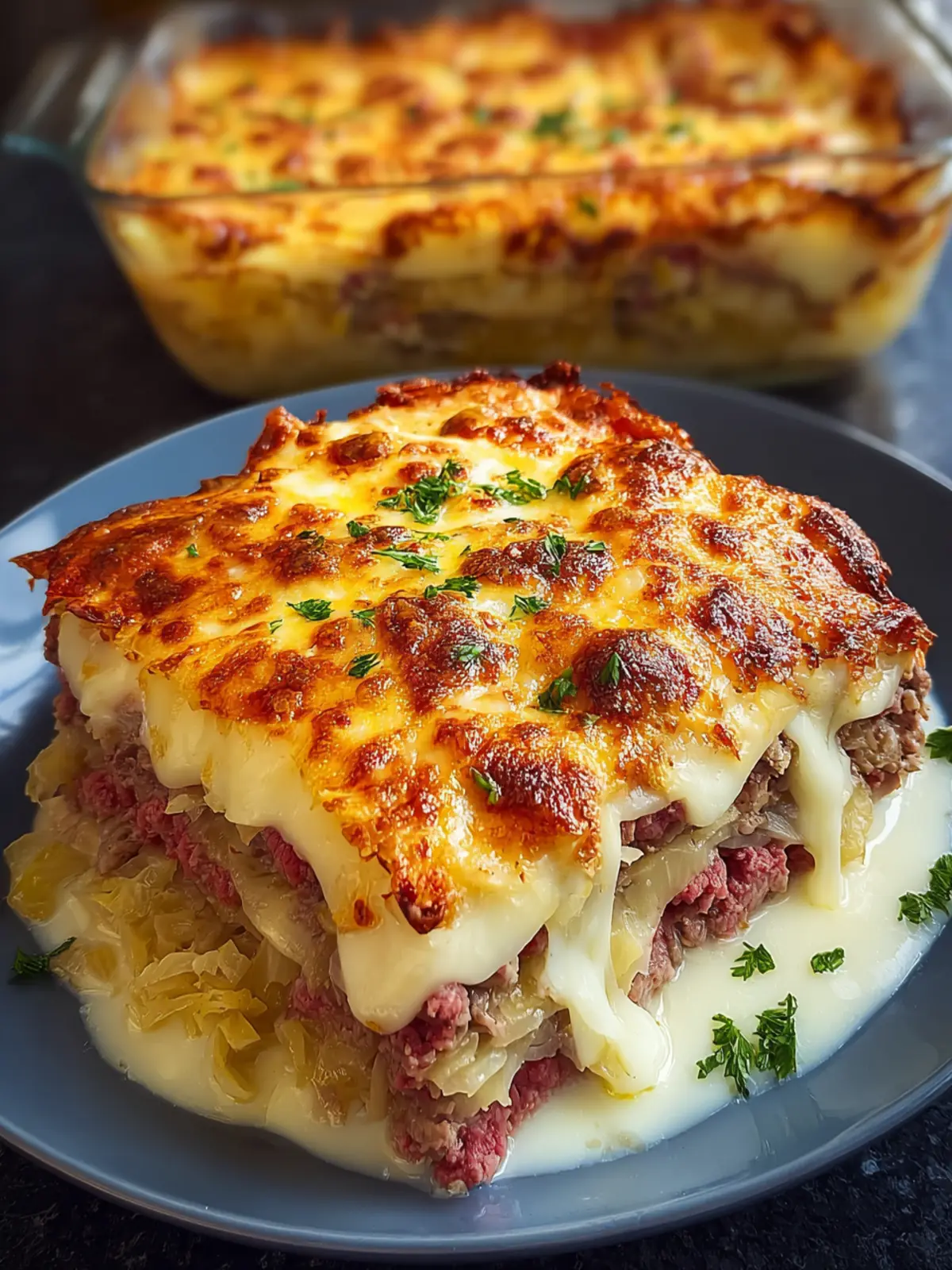 Creamy Corned Beef & Cabbage Parmesan Bake First Image
