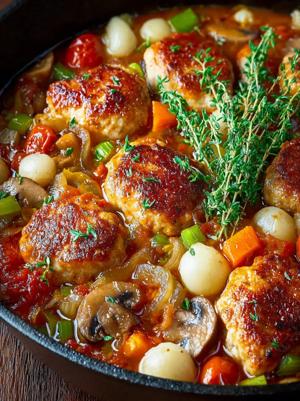 Tuscan Turkey Sausage, Chicken & Mushroom Stew First Image