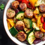 10 Minute Air Fryer Chicken Sausage and Veggies First Image