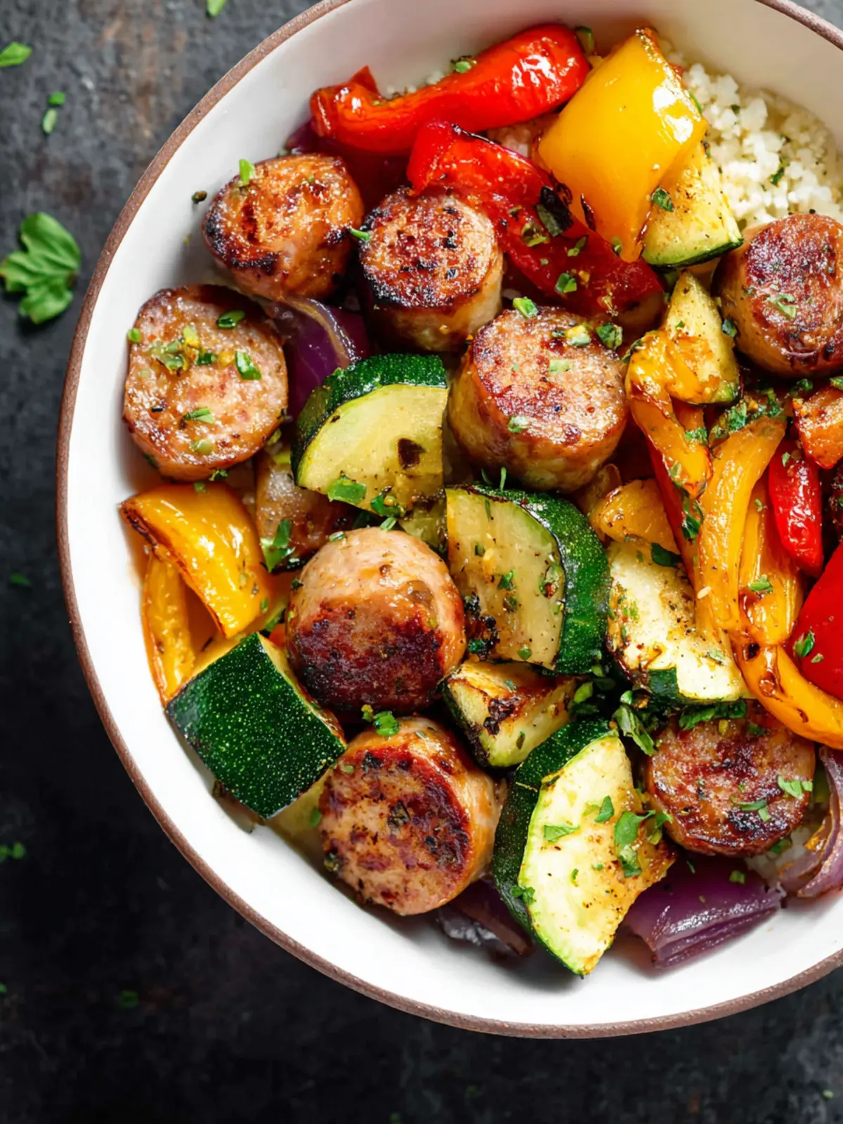 10 Minute Air Fryer Chicken Sausage and Veggies First Image