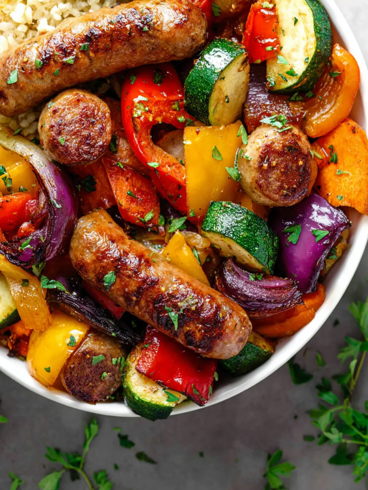 10 Minute Air Fryer Chicken Sausage and Veggies Second Image edpojq