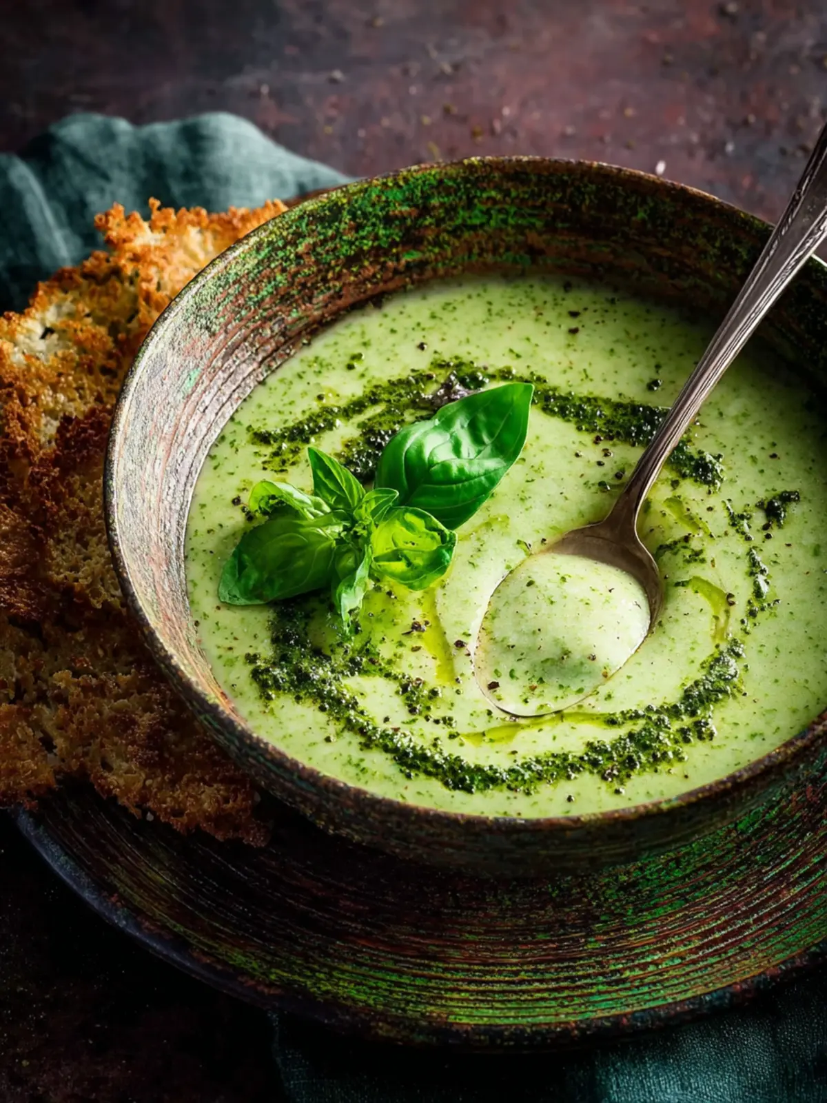 Creamy Broccoli Soup with Basil Second Image tdc86t