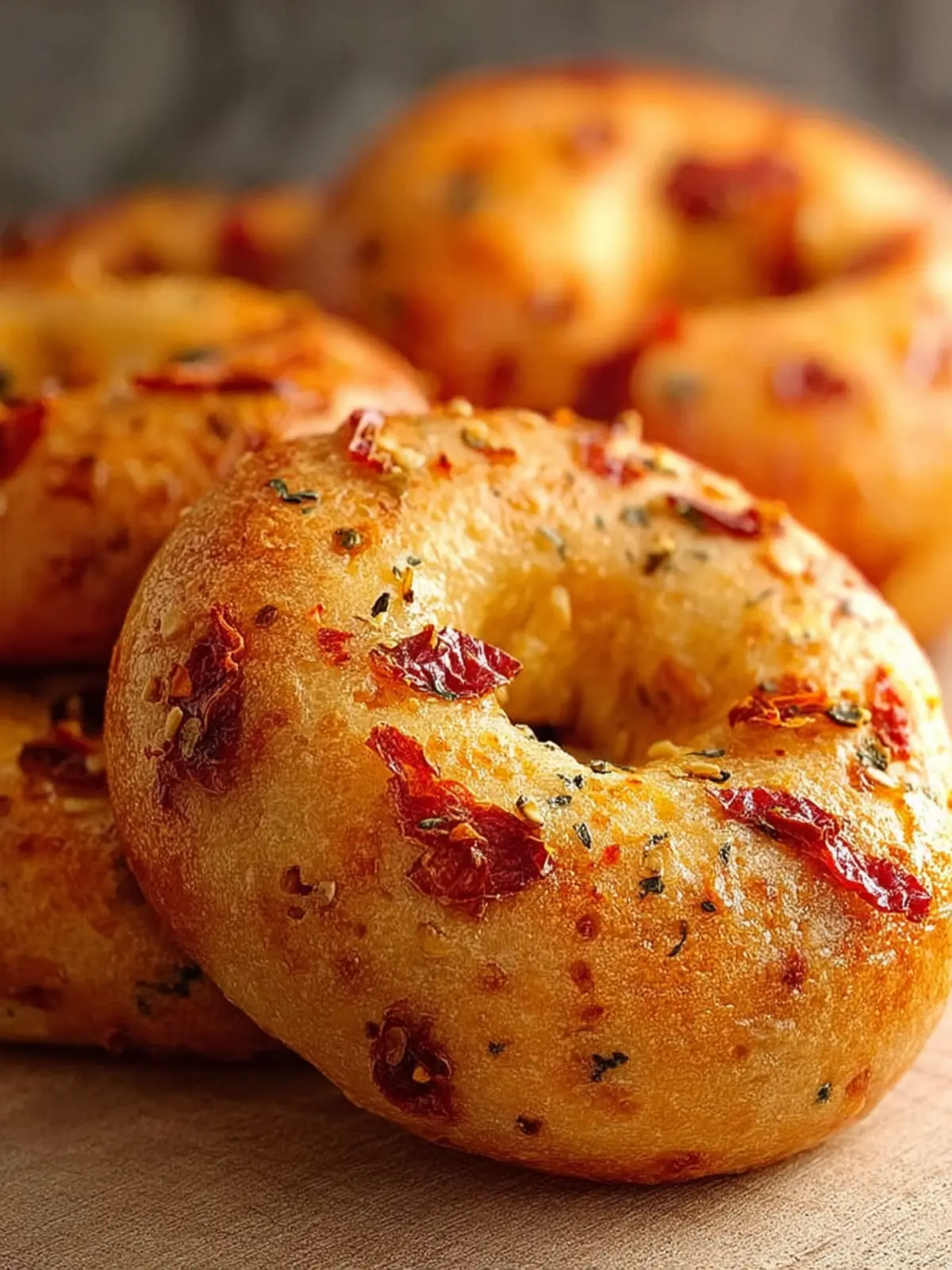Homemade Sun Dried Tomato Bagels Third Image jktq03