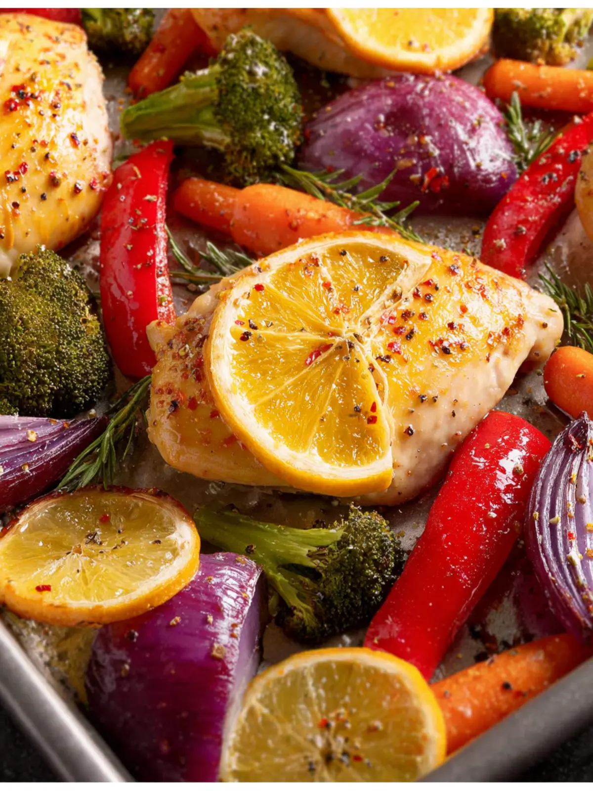 Sheet Pan Citrus Chicken and Rainbow Vegetables First Image