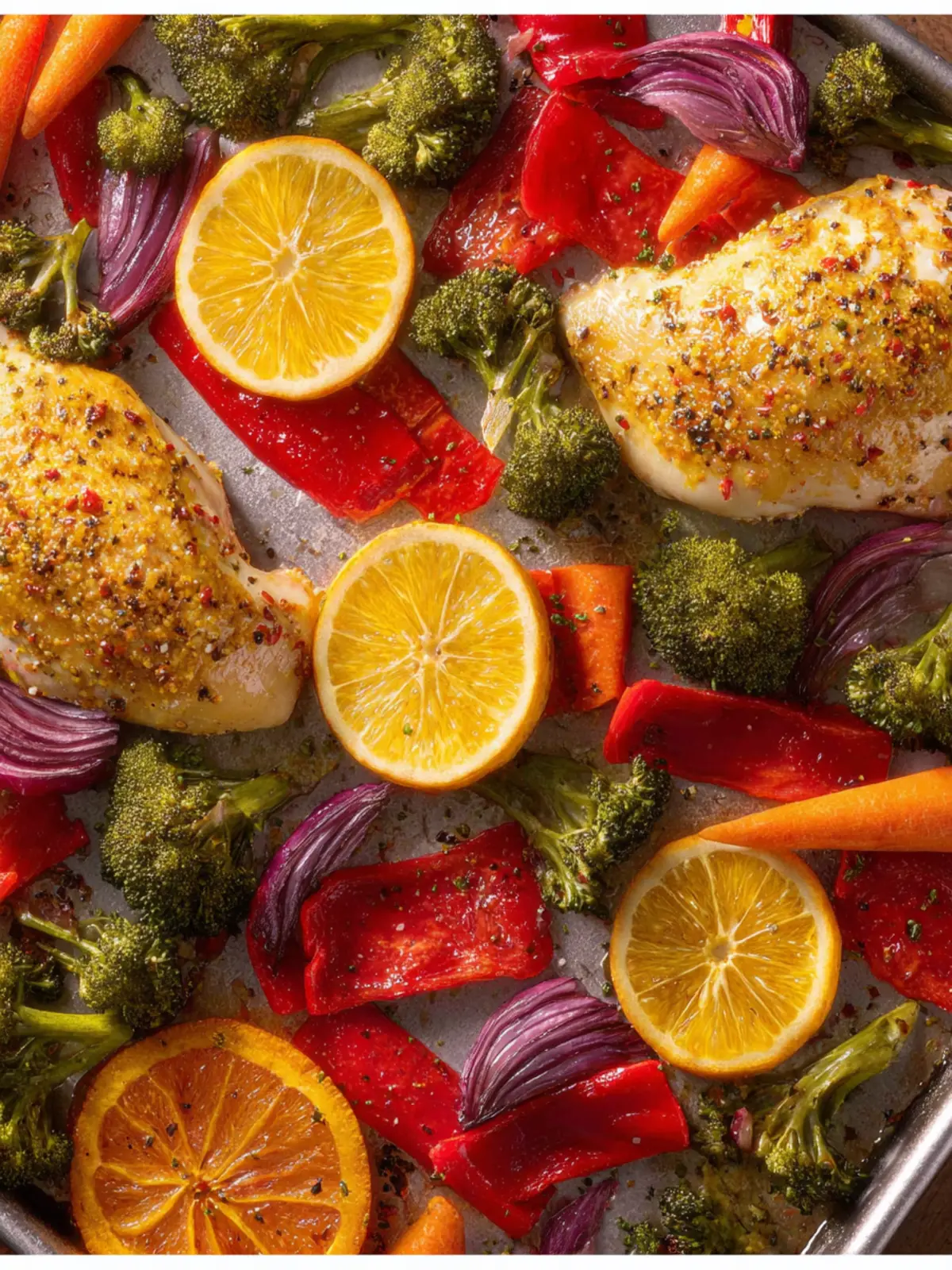 Sheet Pan Citrus Chicken and Rainbow Vegetables Third Image ki89p0