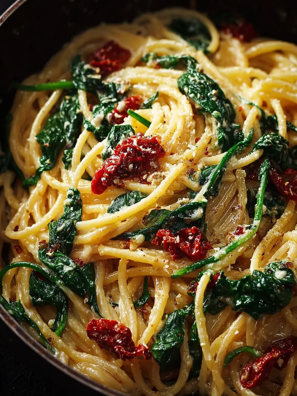 Spaghetti and Spinach with Sun Dried Tomato Cream Sauce is a must try Fourth Image ccfgj3