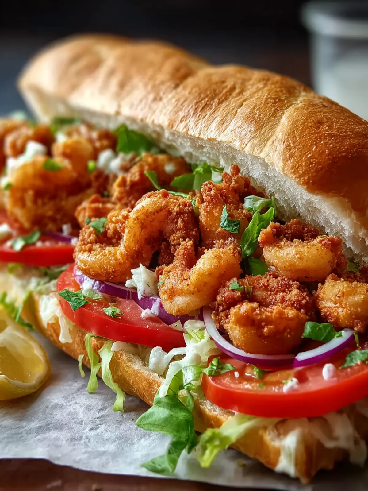 Classic New Orleans Fried Shrimp Po Boy Fourth Image ym7wvu