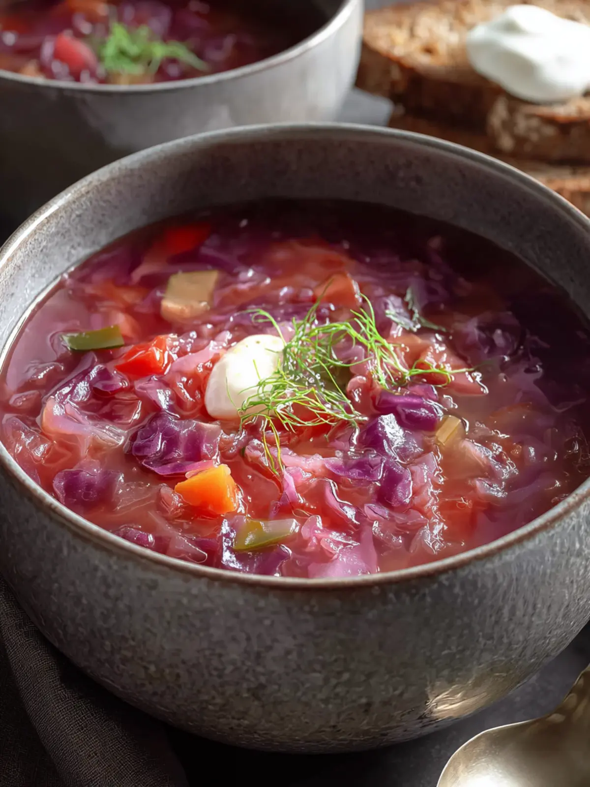 Delicious Red Cabbage Soup Nourishing Hearty Second Image bntzai