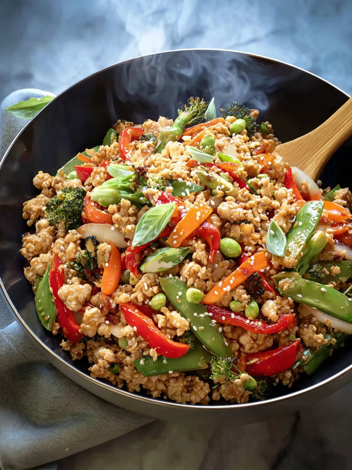 Easy Ground Chicken Stir Fry Recipe with Vegetables Fourth Image uzheoh