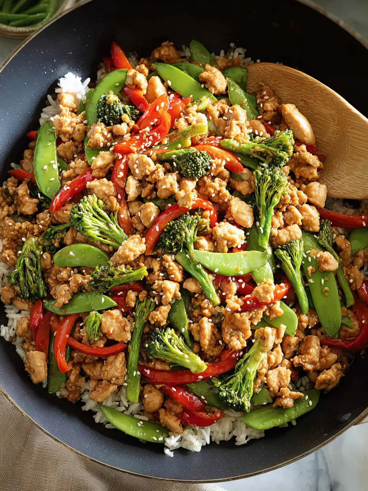 Easy Ground Chicken Stir Fry Recipe with Vegetables Second Image bhopre