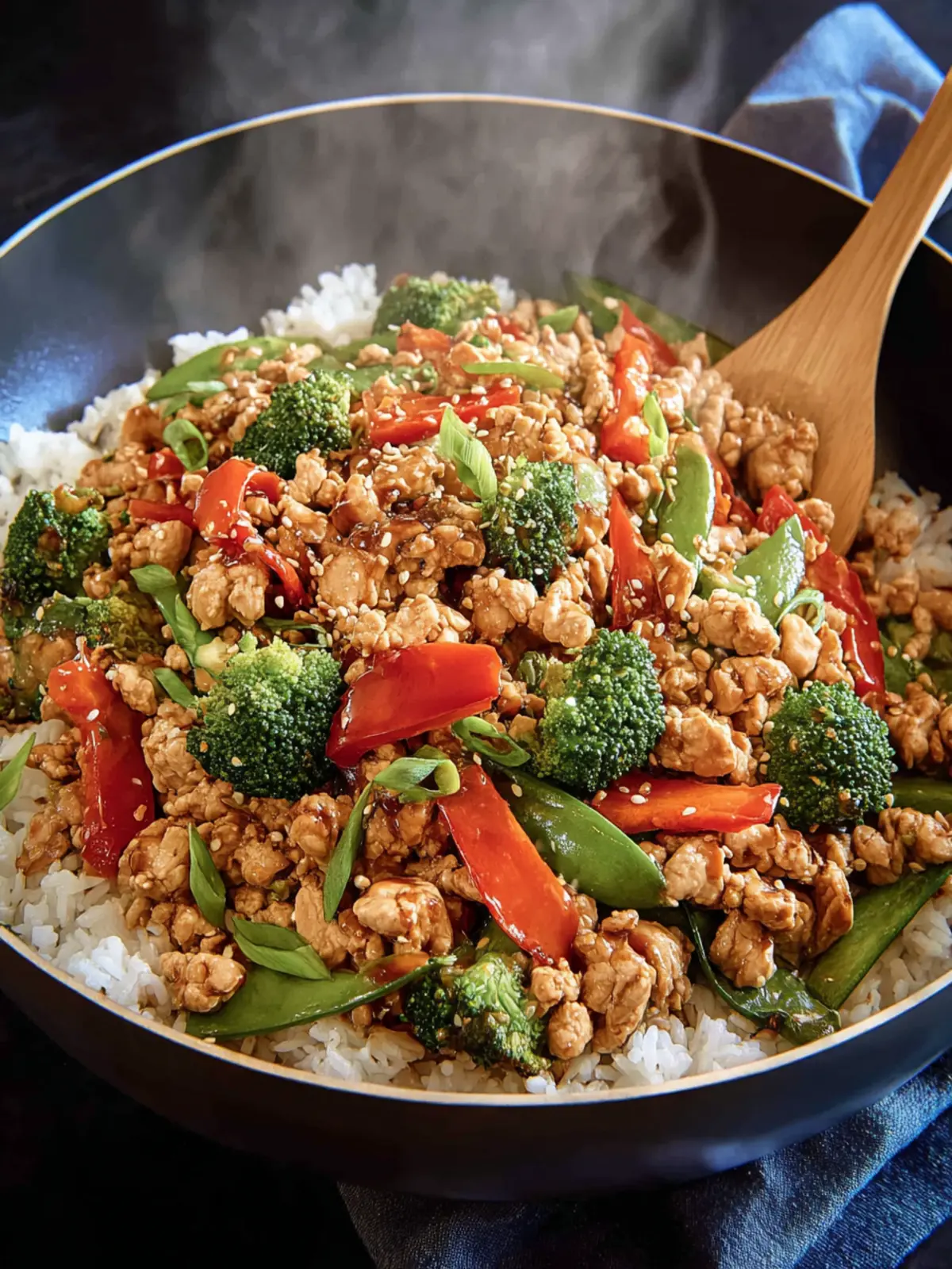 Easy Ground Chicken Stir Fry Recipe with Vegetables Third Image qn0znu
