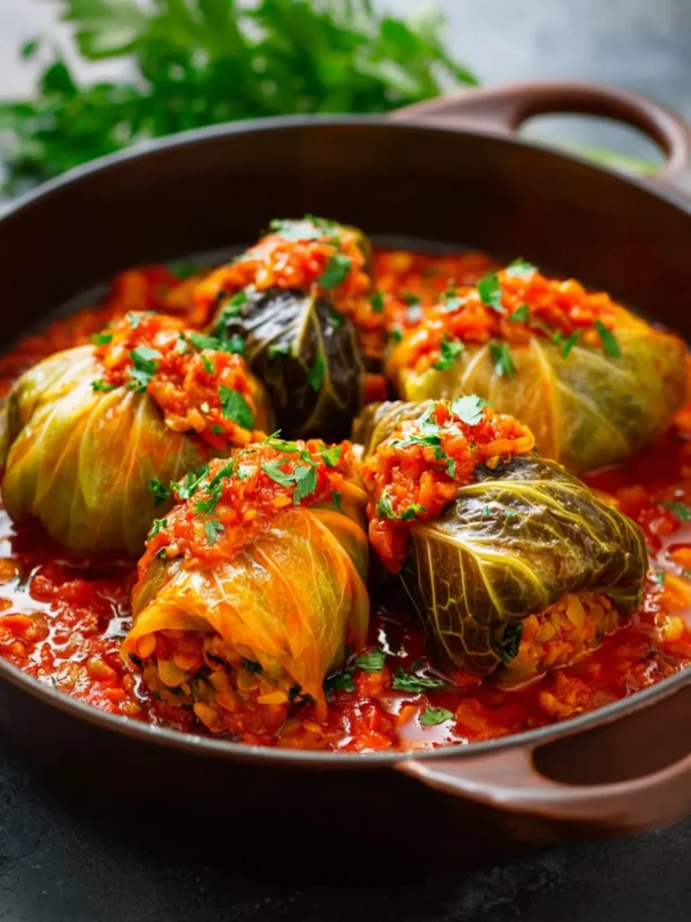 Lentil and Rice Stuffed Cabbage Rolls for a Cozy Dinner Delight
