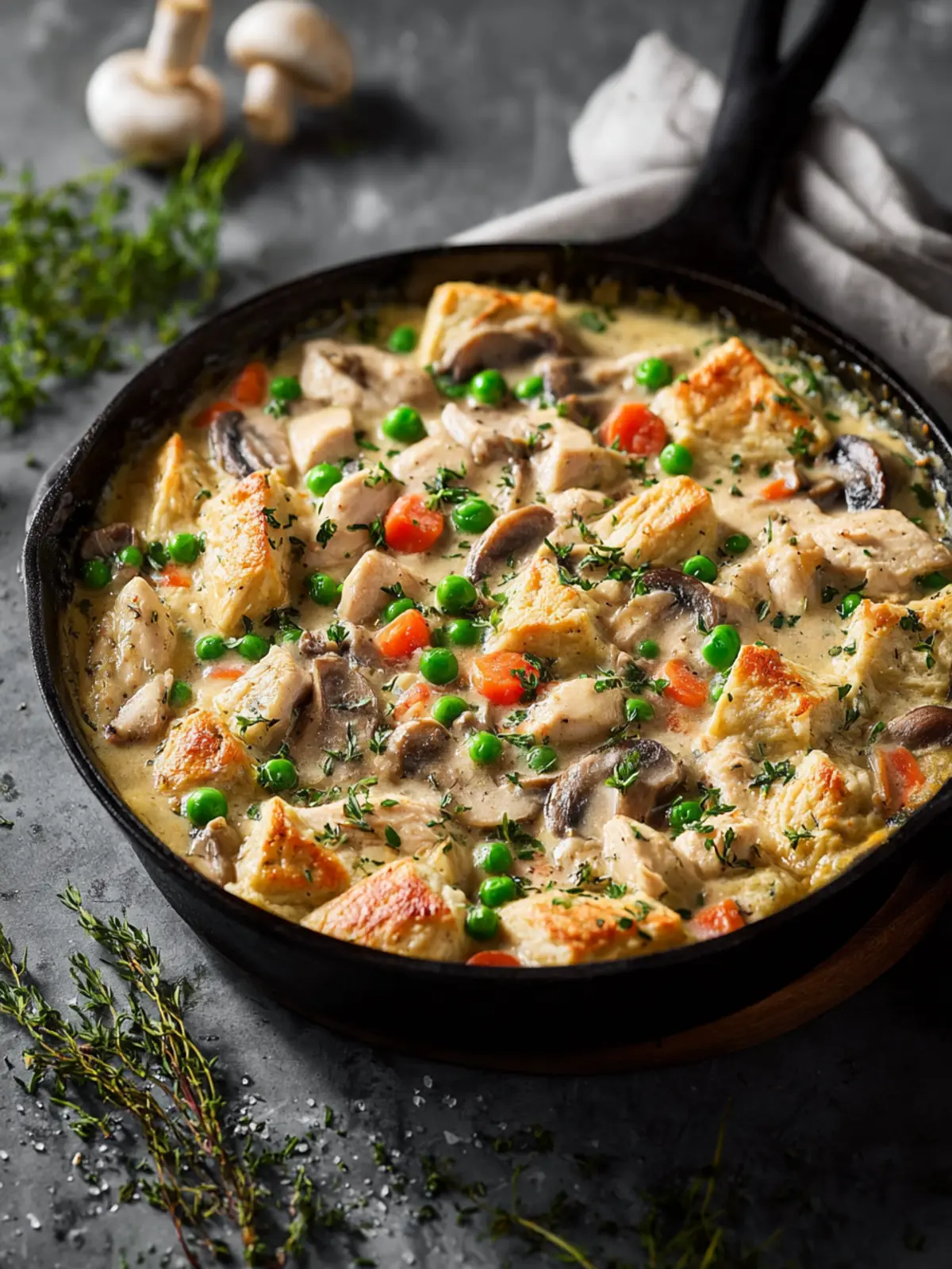 Low Calorie High Protein Crustless Chicken Pot Pie Skillet Third Image qfk27y