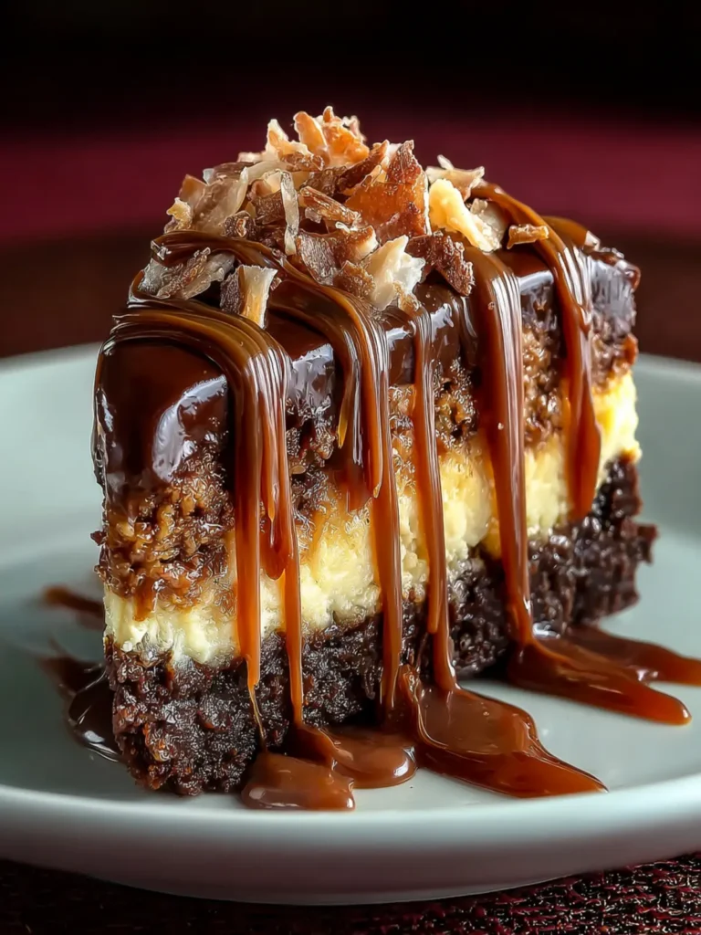 German chocolate brownie cheesecake that’s sinfully delicious