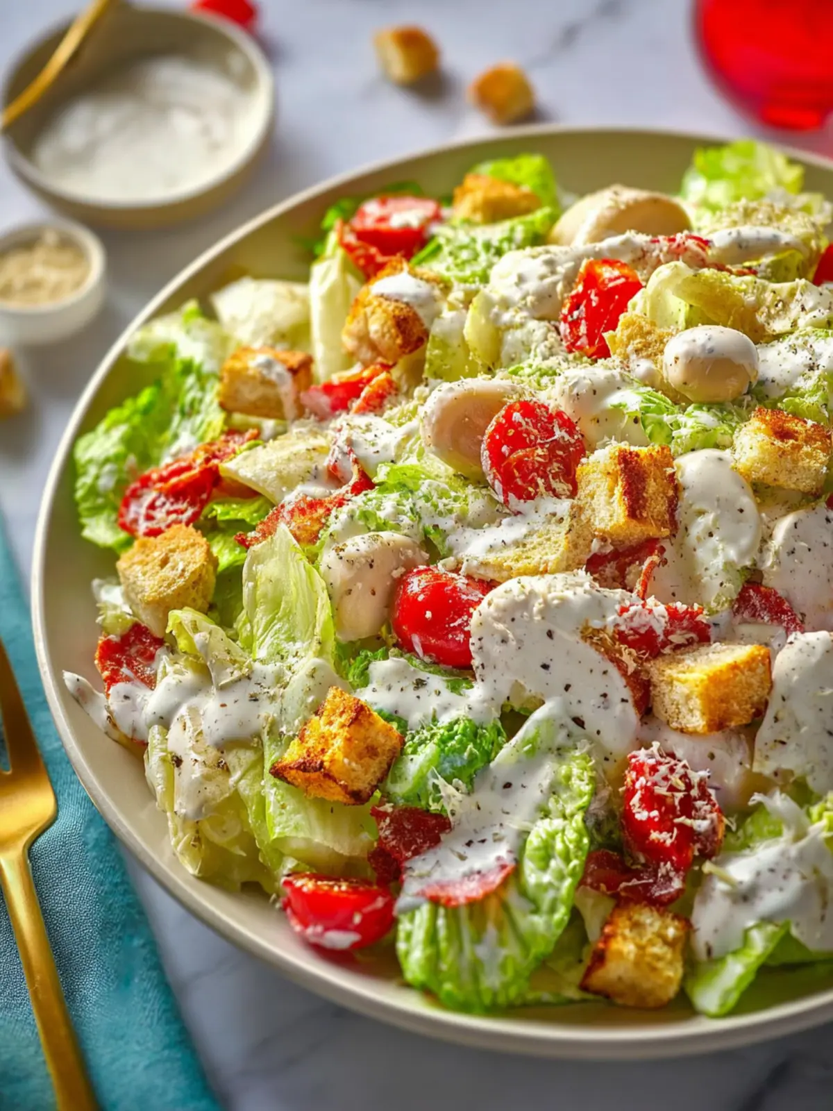Butter Bean Caesar Salad with Greek Yogurt Dressing First Image