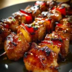 honey garlic asian chicken kabobs First Image