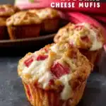 rhubarb muffins with cream cheese filling First Image