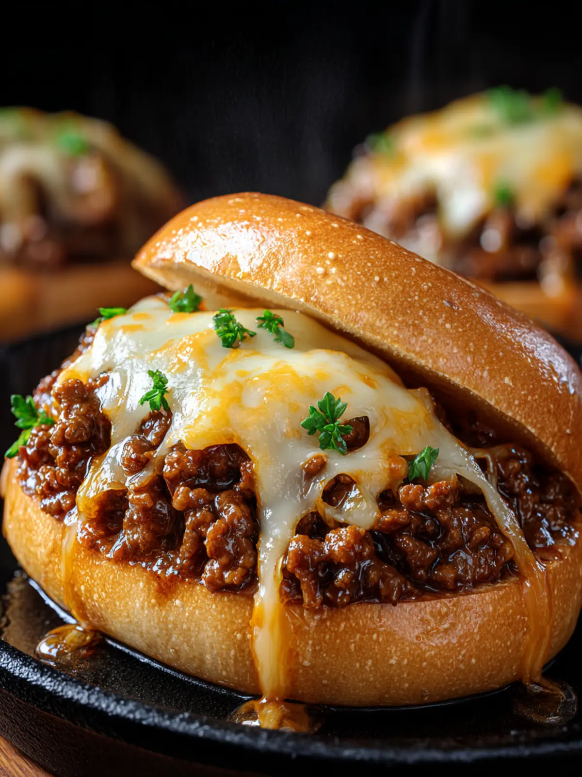 French Onion Beef Sloppy Joes with Melted Cheese First Image